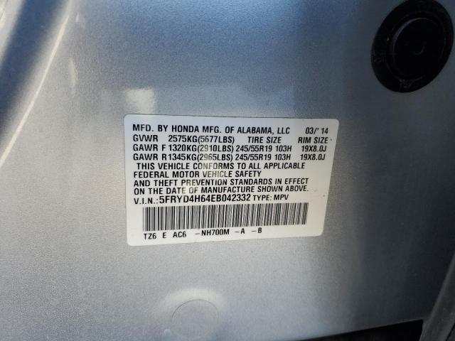 5FRYD4H64EB042332 - 2014 ACURA MDX TECHNOLOGY Srebrny zdjęcie 13
