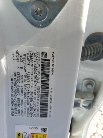 2HGFE2F5XNH543628 - 2022 HONDA CIVIC SPORT WHITE photo 13