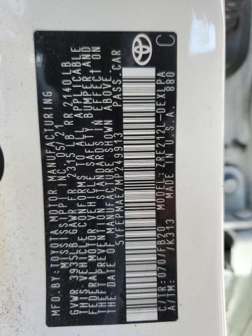 5YFEPMAE7MP249913 - 2021 TOYOTA COROLLA LE Ağ foto 13