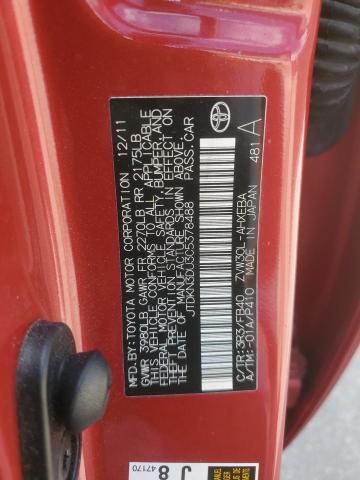 JTDKN3DU3C5378488 - 2012 TOYOTA PRIUS 红色 照片 12