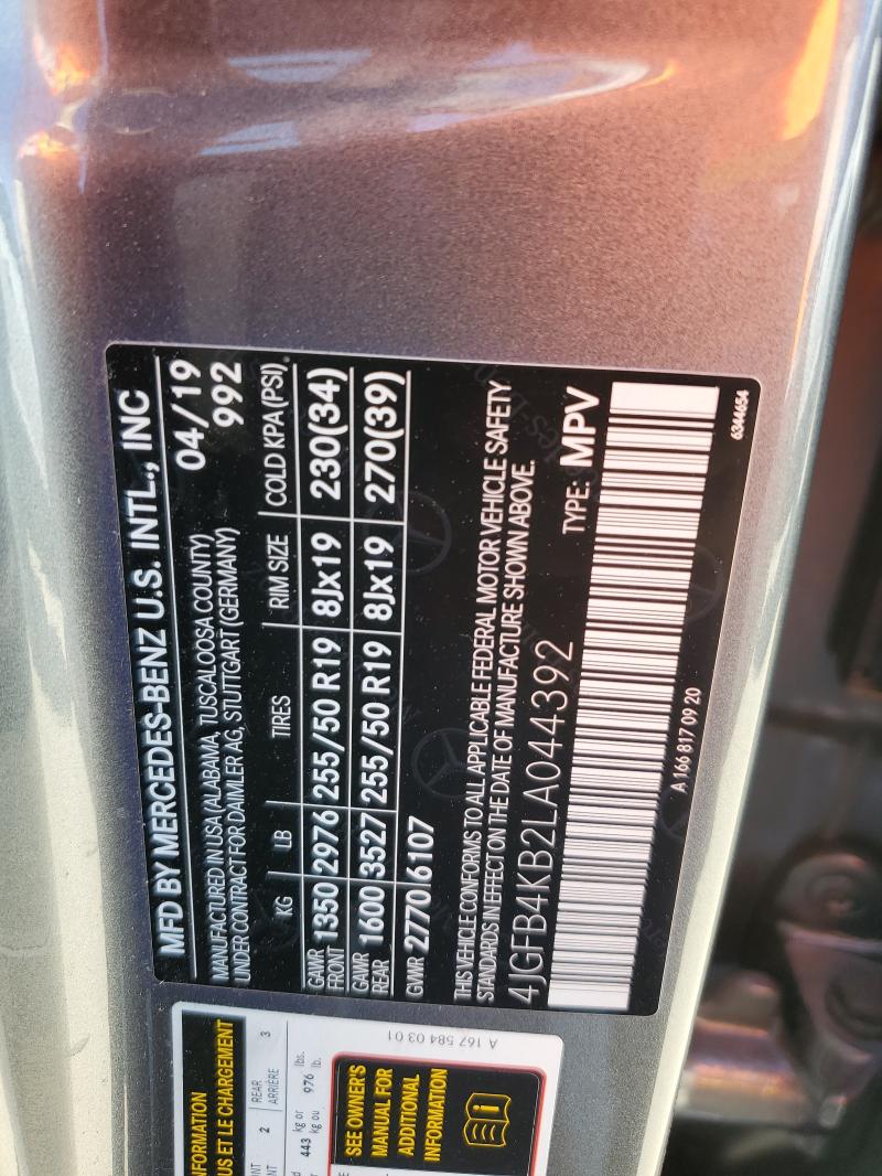 4JGFB4KB2LA044392 - 2020 MERCEDES-BENZ GLE 350 4MATIC GRAY photo 13