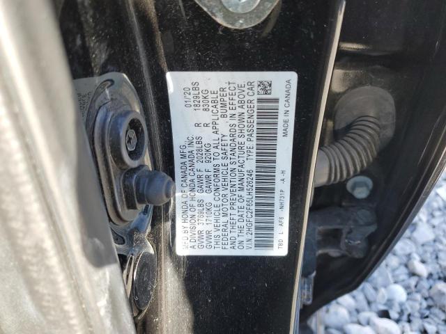 2HGFC2F65LH526246 - 2020 HONDA CIVIC LX Սև լուսանկար 12