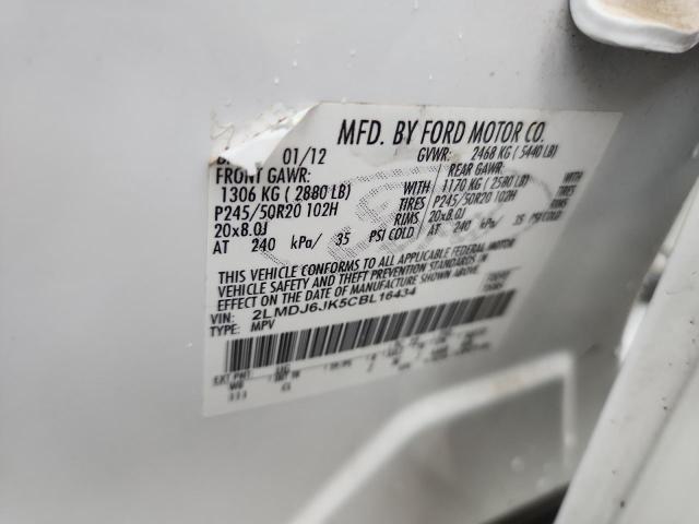 2LMDJ6JK5CBL16434 - 2012 LINCOLN MKX WHITE photo 13