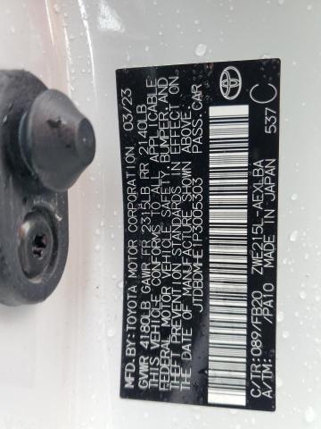 JTDBDMHE1P3005303 - 2023 TOYOTA COROLLA LE Ақ фото 12