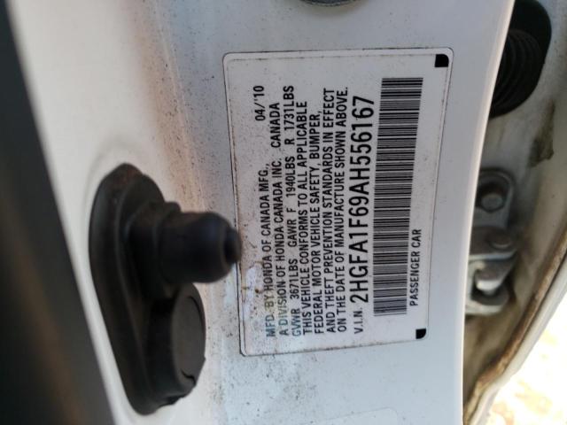 2HGFA1F69AH556167 - 2010 HONDA CIVIC LX-S WHITE photo 12