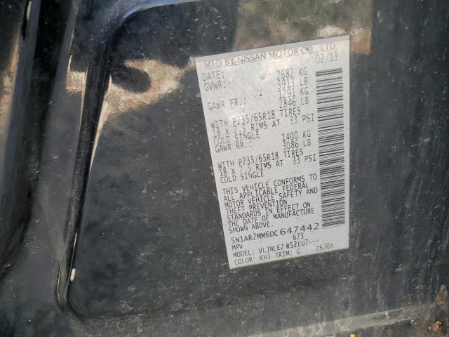 5N1AR2MM6DC647442 - 2013 NISSAN PATHFINDER S BLACK photo 13