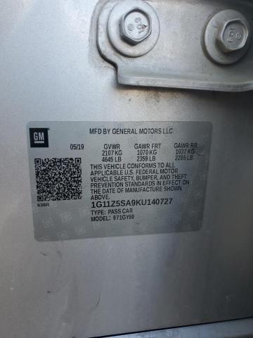 1G11Z5SA9KU140727 - 2019 CHEVROLET IMPALA LT SILVER photo 13
