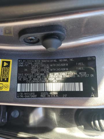 5TDJZRFH2KS598653 - 2019 TOYOTA HIGHLANDER SE 灰色 照片 13