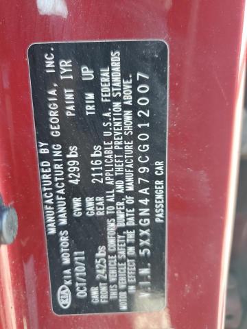 5XXGN4A79CG012007 - 2012 KIA OPTIMA EX MAROON photo 12