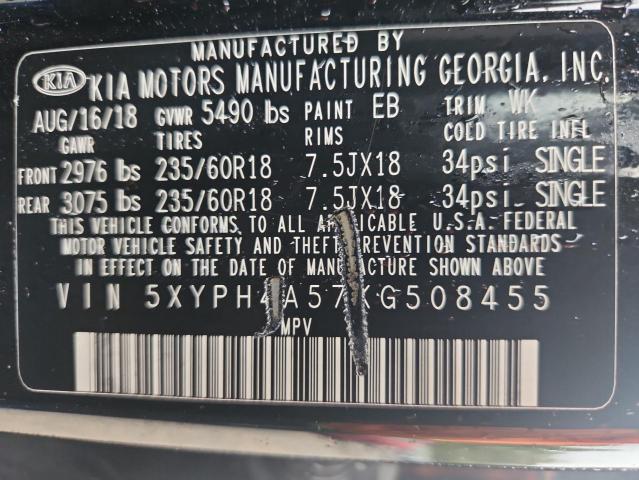 5XYPH4A57KG508455 - 2019 KIA SORENTO EX 黑色 照片 13