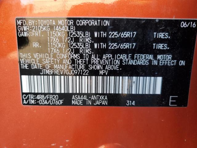 JTMBFREV7GJ097122 - 2016 TOYOTA RAV4 LE ORANGE photo 13