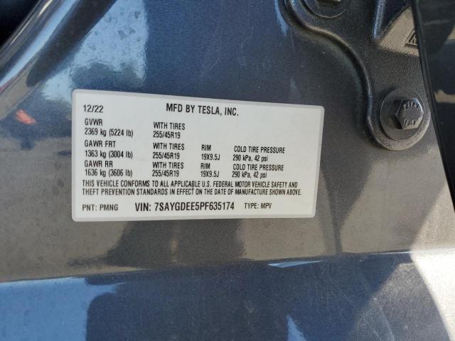 7SAYGDEE5PF635174 - 2023 TESLA MODEL Y Графитовый фото 13