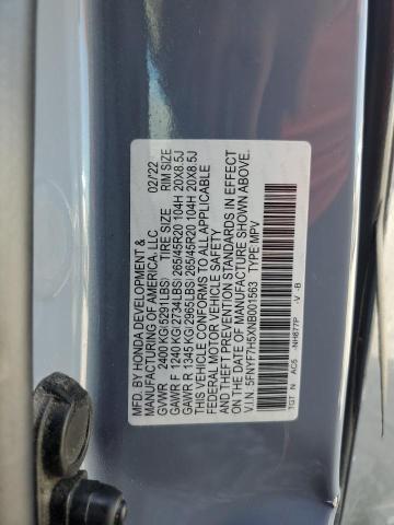 5FNYF7H5XNB001563 - 2022 HONDA PASSPORT EXL 灰色 照片 13