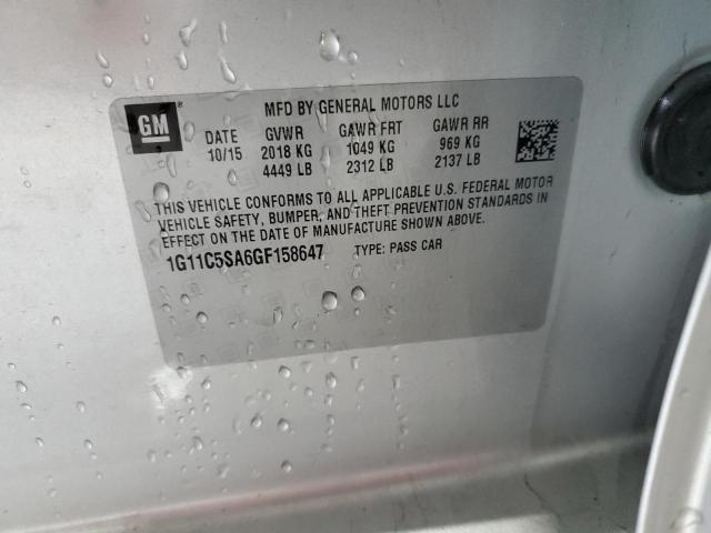 1G11C5SA6GF158647 - 2016 CHEVROLET MALIBU LIM LT SILVER photo 12