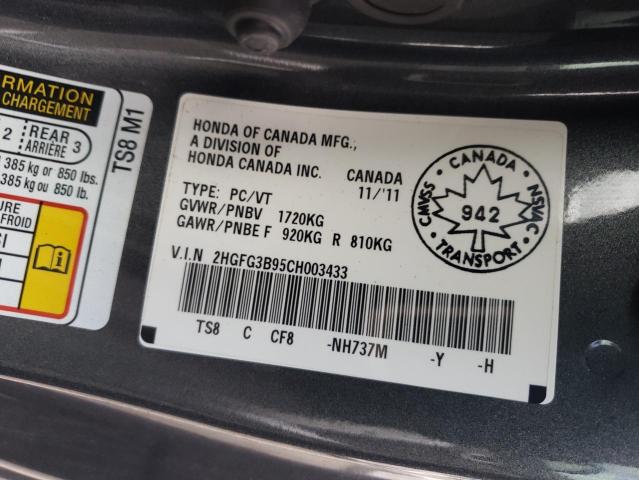 2HGFG3B95CH003433 - 2012 HONDA CIVIC EXL GRAY photo 13