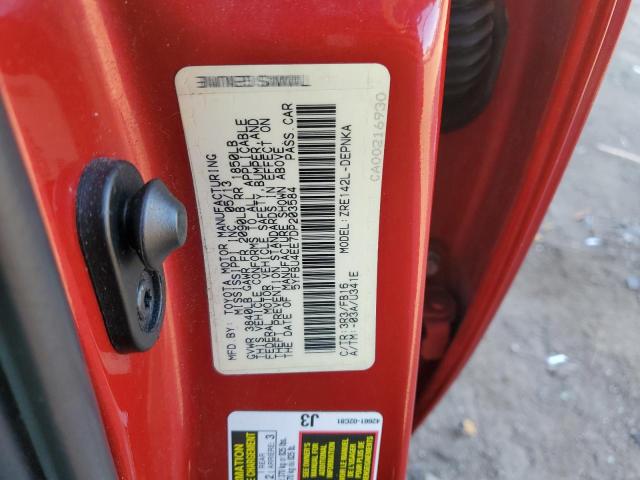 5YFBU4EE7DP203584 - 2013 TOYOTA COROLLA BASE أحمر صورة 12