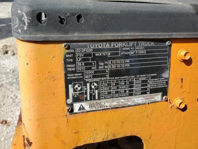 40251 - 1995 TOYOTA FORKLIFT ORANGE photo 10