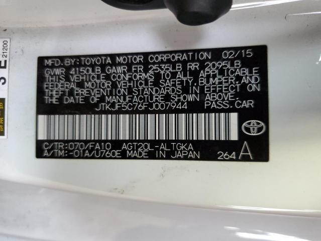 JTKJF5C76FJ007944 - 2015 TOYOTA SCION TC თეთრი ფოტო 12