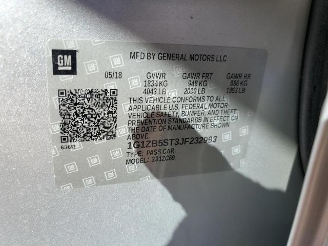 1G1ZB5ST3JF232993 - 2018 CHEVROLET MALIBU LS فضي صورة 12