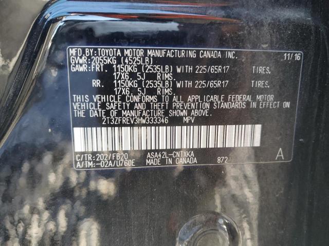 2T3ZFREV3HW333346 - 2017 TOYOTA RAV4 LE BLACK photo 13