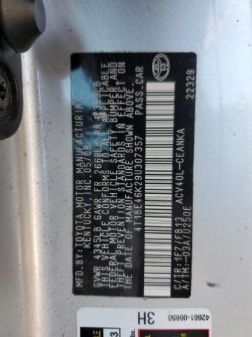 4T1BE46K29U307357 - 2009 TOYOTA CAMRY BASE SILVER photo 12