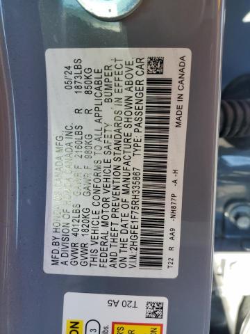 2HGFE1F75RH335867 - 2024 HONDA CIVIC EX 银色 照片 12