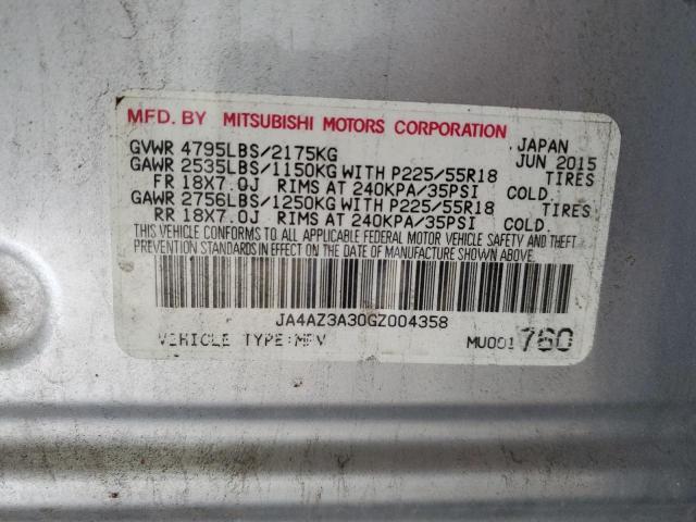 JA4AZ3A30GZ004358 - 2016 MITSUBISHI OUTLANDER SE SILVER photo 14