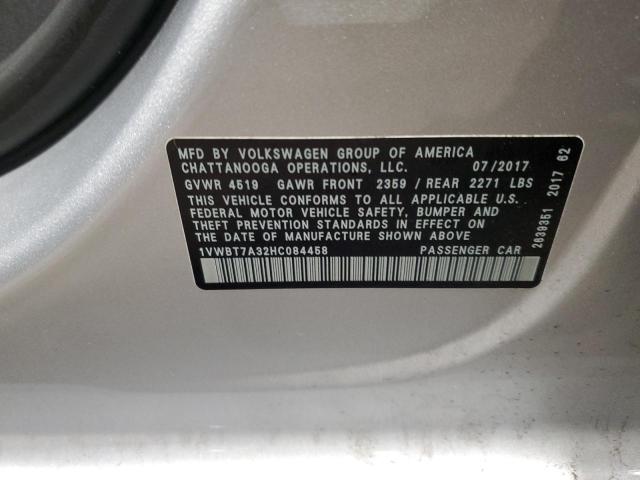 1VWBT7A32HC084458 - 2017 VOLKSWAGEN PASSAT SE SILVER photo 12