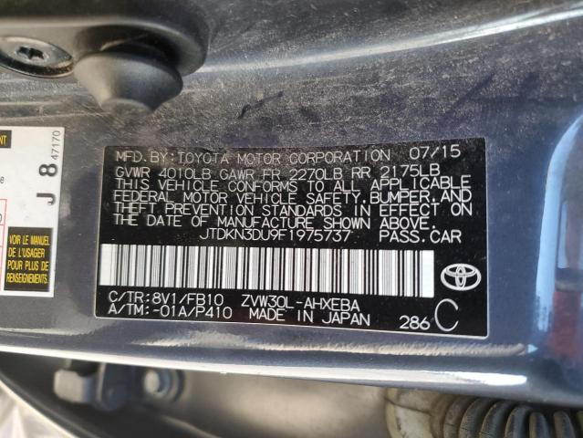 JTDKN3DU9F1975737 - 2015 TOYOTA PRIUS GRAY photo 12