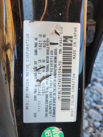 JM1BL1V7XC1559470 - 2012 MAZDA 3 I BLACK photo 12