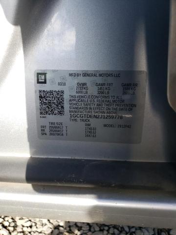 1GCGTDEN2J1259778 - 2018 CHEVROLET COLORADO Z71 SILVER photo 12