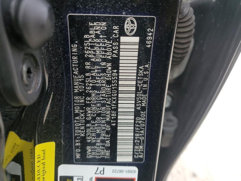 4T1BF1FKXGU155594 - 2016 TOYOTA CAMRY LE BLACK photo 13