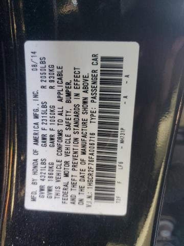 1HGCR2F76FA006716 - 2015 HONDA ACCORD EX BLACK photo 12
