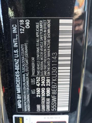 55SWF8EB7KU301143 - 2019 MERCEDES-BENZ C 300 4MATIC BLACK photo 12