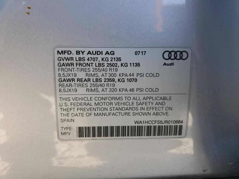 WA1HCCFS5JR010664 - 2018 AUDI Q3 PREMIUM PLUS Silber Foto 13