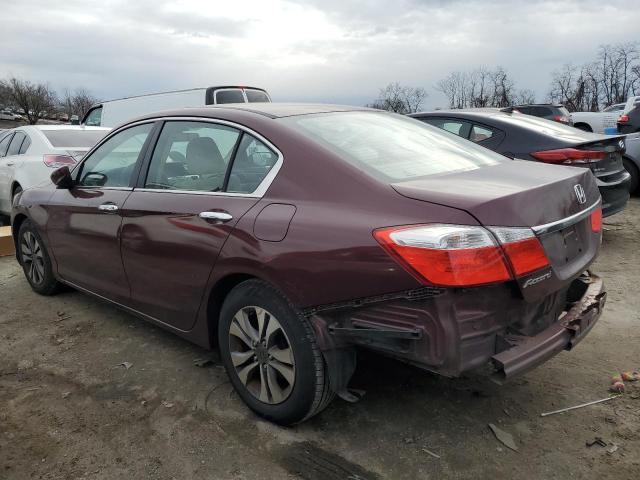 1HGCR2F33DA021619 - 2013 HONDA ACCORD LX BURGUNDY photo 2