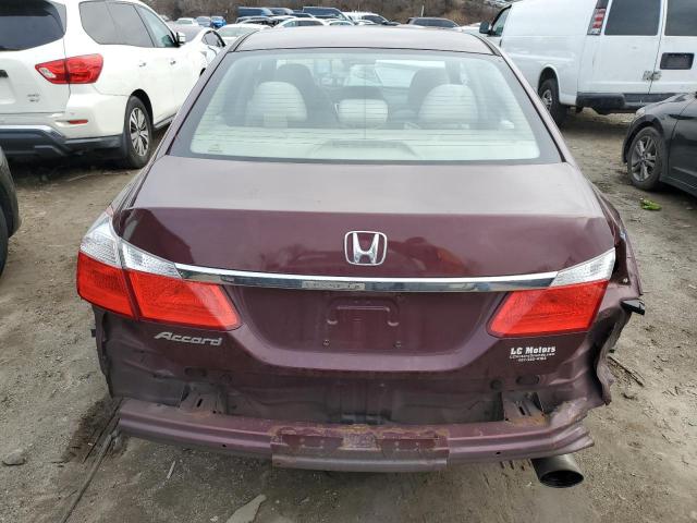 1HGCR2F33DA021619 - 2013 HONDA ACCORD LX BURGUNDY photo 6