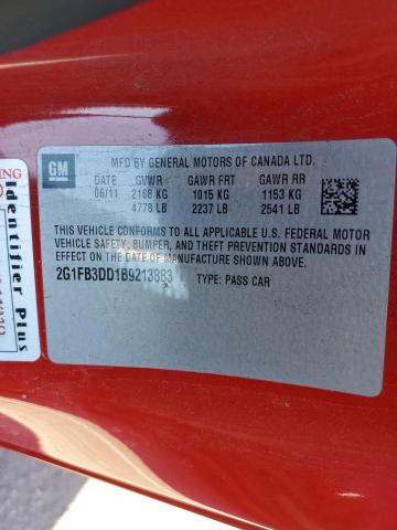 2G1FB3DD1B9213883 - 2011 CHEVROLET CAMARO LT 红色 照片 13