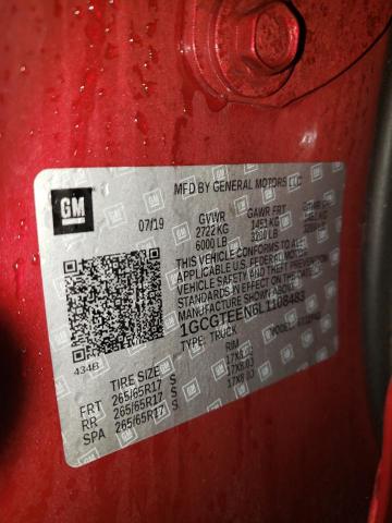 1GCGTEEN6L1108483 - 2020 CHEVROLET COLORADO ZR2 RED photo 12