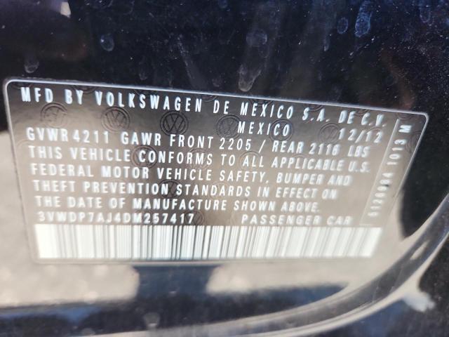 3VWDP7AJ4DM257417 - 2013 VOLKSWAGEN JETTA SE 黑色 照片 12