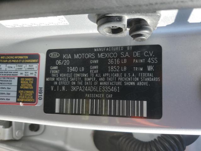 3KPA24AD6LE335461 - 2020 KIA RIO LX SILVER photo 13