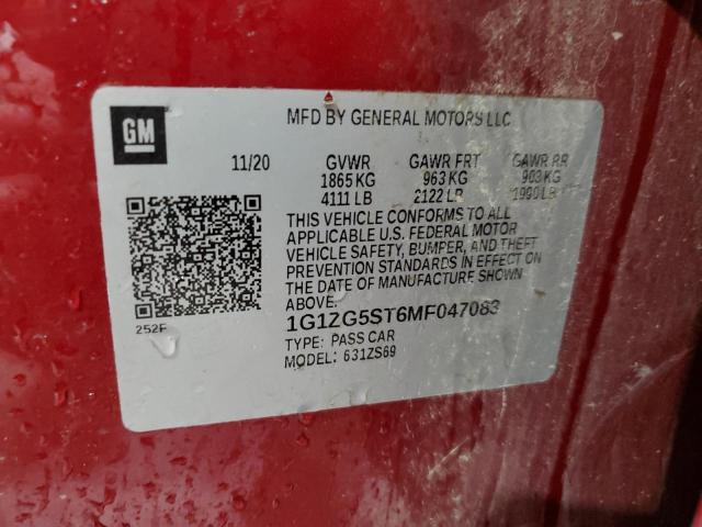 1G1ZG5ST6MF047083 - 2021 CHEVROLET MALIBU RS RED photo 12