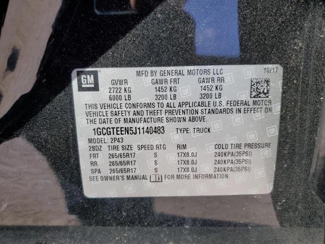 1GCGTEEN5J1140483 - 2018 CHEVROLET COLORADO ZR2 BLACK photo 12