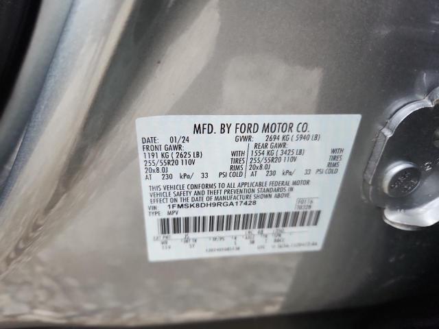 1FMSK8DH9RGA17428 - 2024 FORD EXPLORER XLT Silber Foto 14