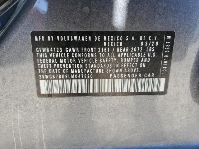 3VWCB7BU9LM047820 - 2020 VOLKSWAGEN JETTA S CHARCOAL photo 12