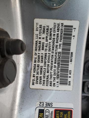 19XFA1F64BE034235 - 2011 HONDA CIVIC LX-S 银色 照片 12