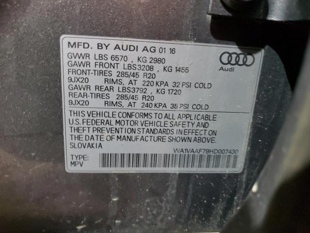 WA1VAAF79HD007430 - 2017 AUDI Q7 PRESTIGE GRAY photo 13