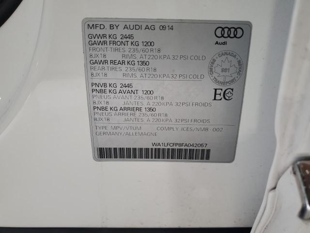 WA1LFCFP8FA042057 - 2015 AUDI Q5 PREMIUM PLUS WHITE photo 14