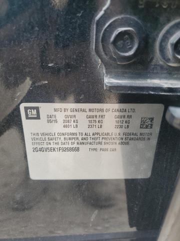 2G4GV5EK1F9268668 - 2015 BUICK REGAL BLACK photo 12