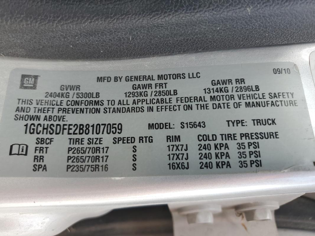 1GCHSDFE2B8107059 - 2011 CHEVROLET COLORADO LT SILVER photo 12